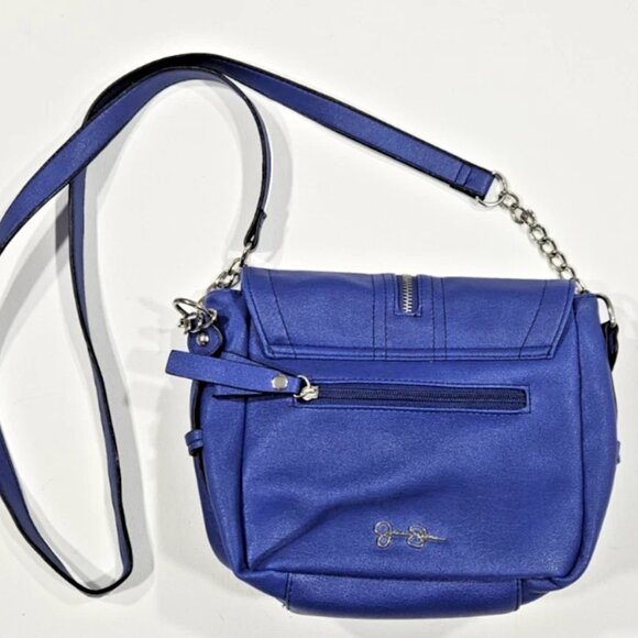 Jessica Simpson 2014 Blue Crossbody Purse 10x8 Zip Flap Chain Strap - Picture 1 of 8